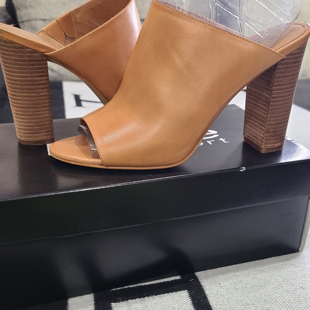 Vince Camuto Tan Leather Mules with Block Heel